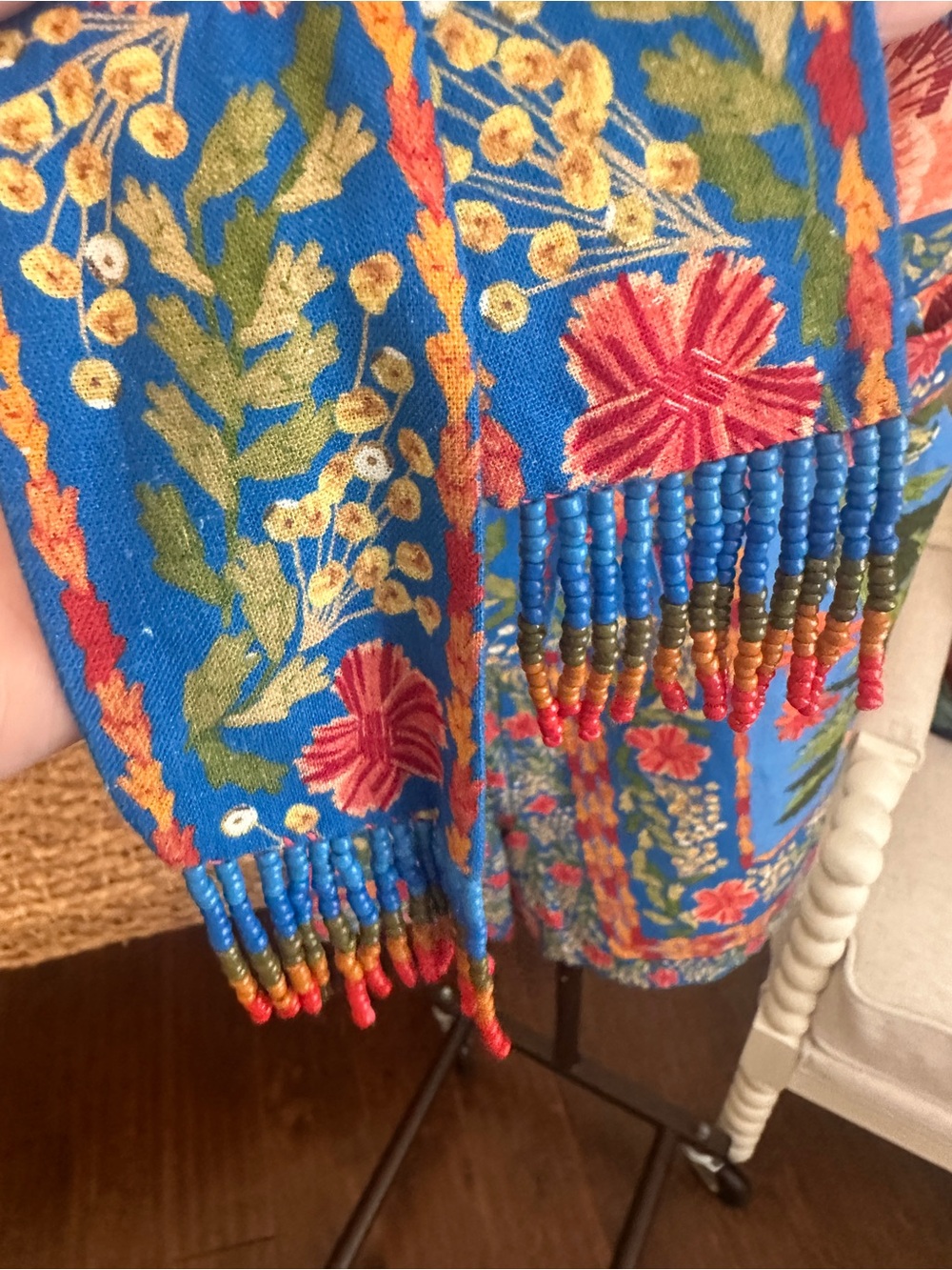 FARM Rio Blue Floral Embroidered Romper with Orange & Pink Accents - Picture 3 of 6